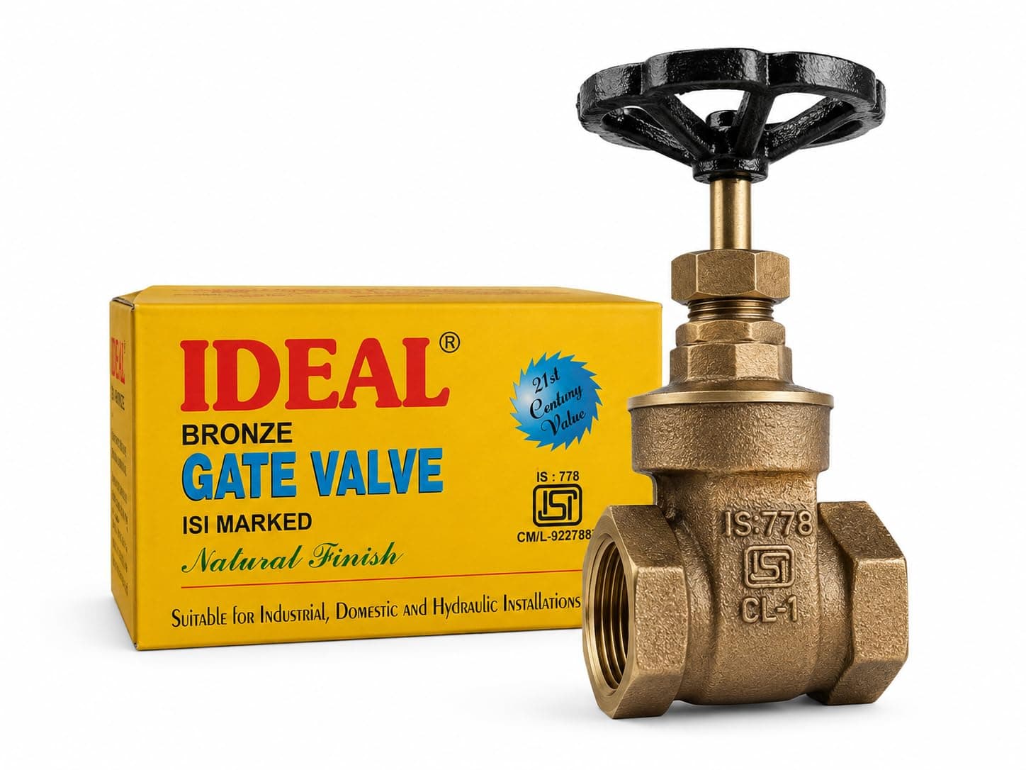 IDEAL® Bronze Gate Valve IS:778 Class-1 (Natural Finish)